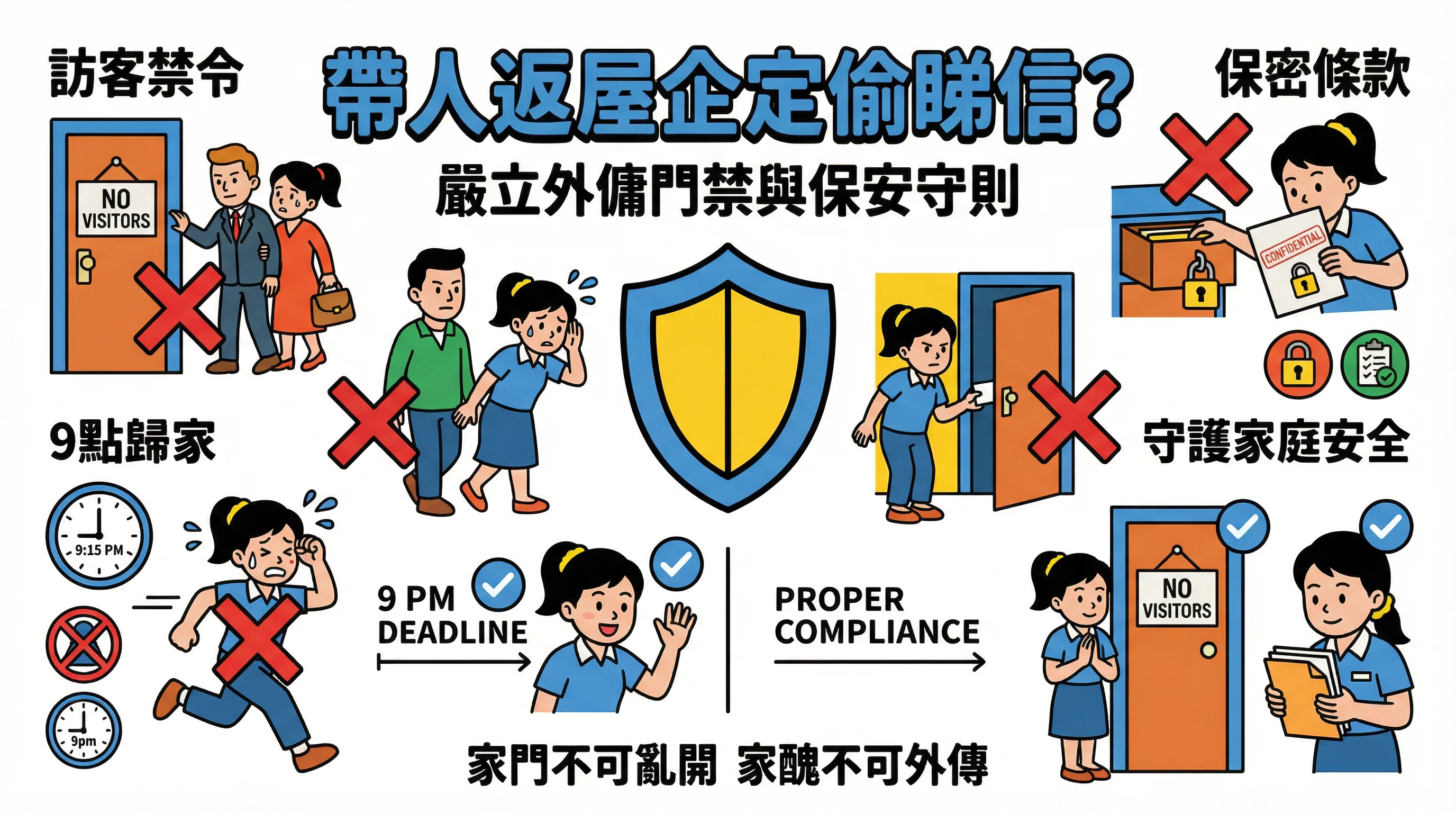 帶人返屋企定偷睇信?嚴立 外傭門禁:訪客限制、9點歸家與保密