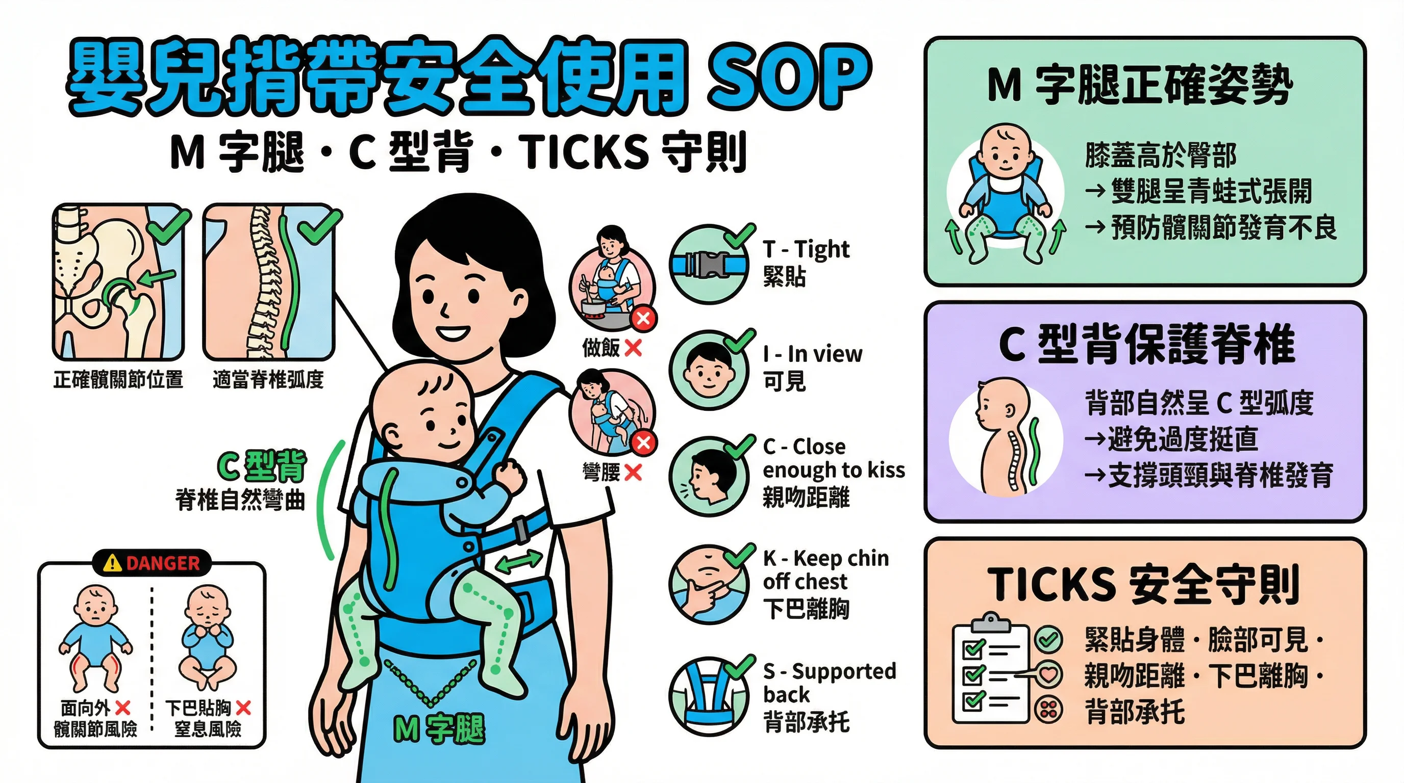嬰兒揹帶用錯傷脊椎?教外傭 M 字腿、C 型背與 TICKS 安全守則