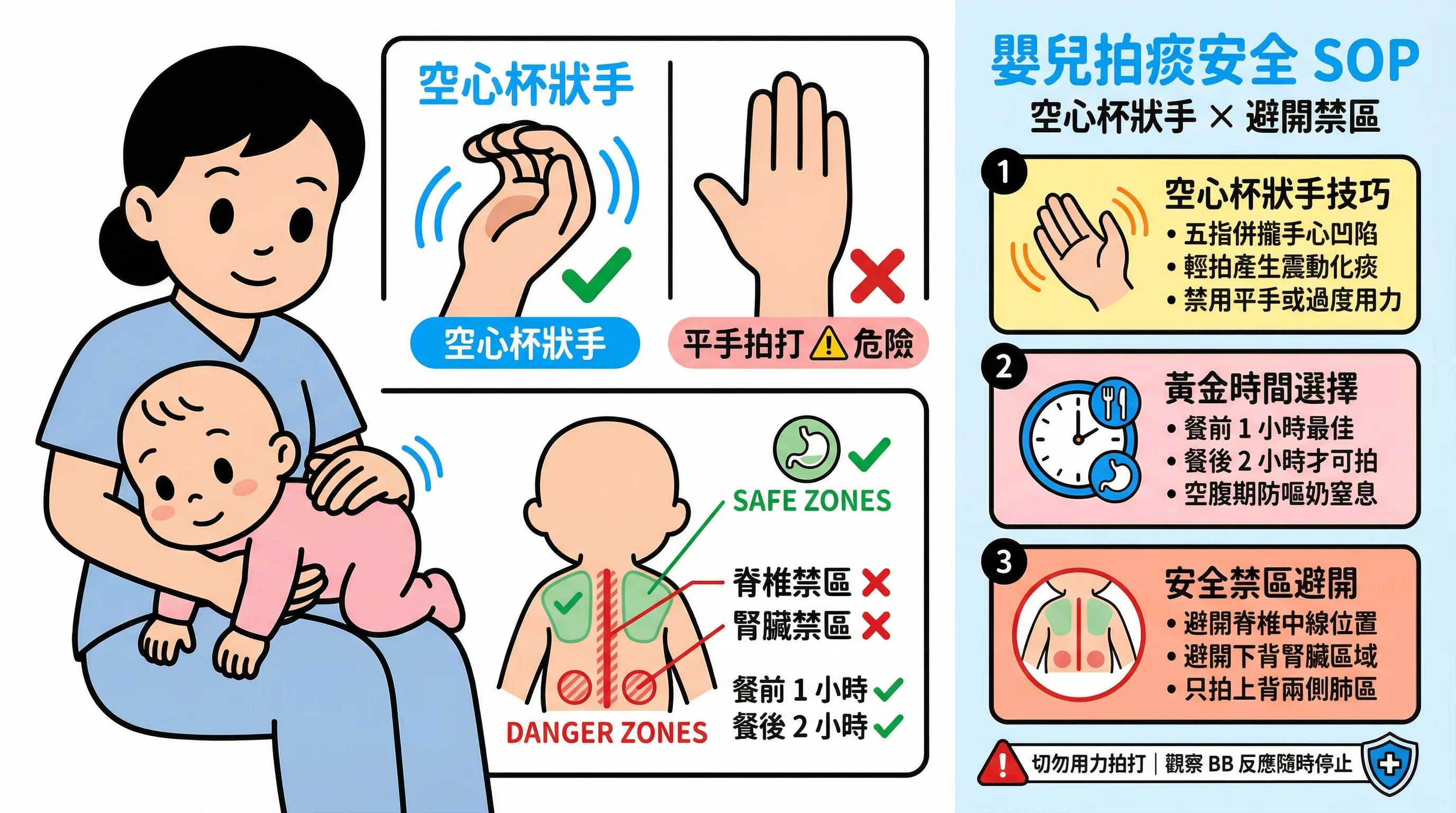 嬰兒拍痰手勢錯易傷脊椎？教外傭空心杯狀手、黃金時間與安全 SOP