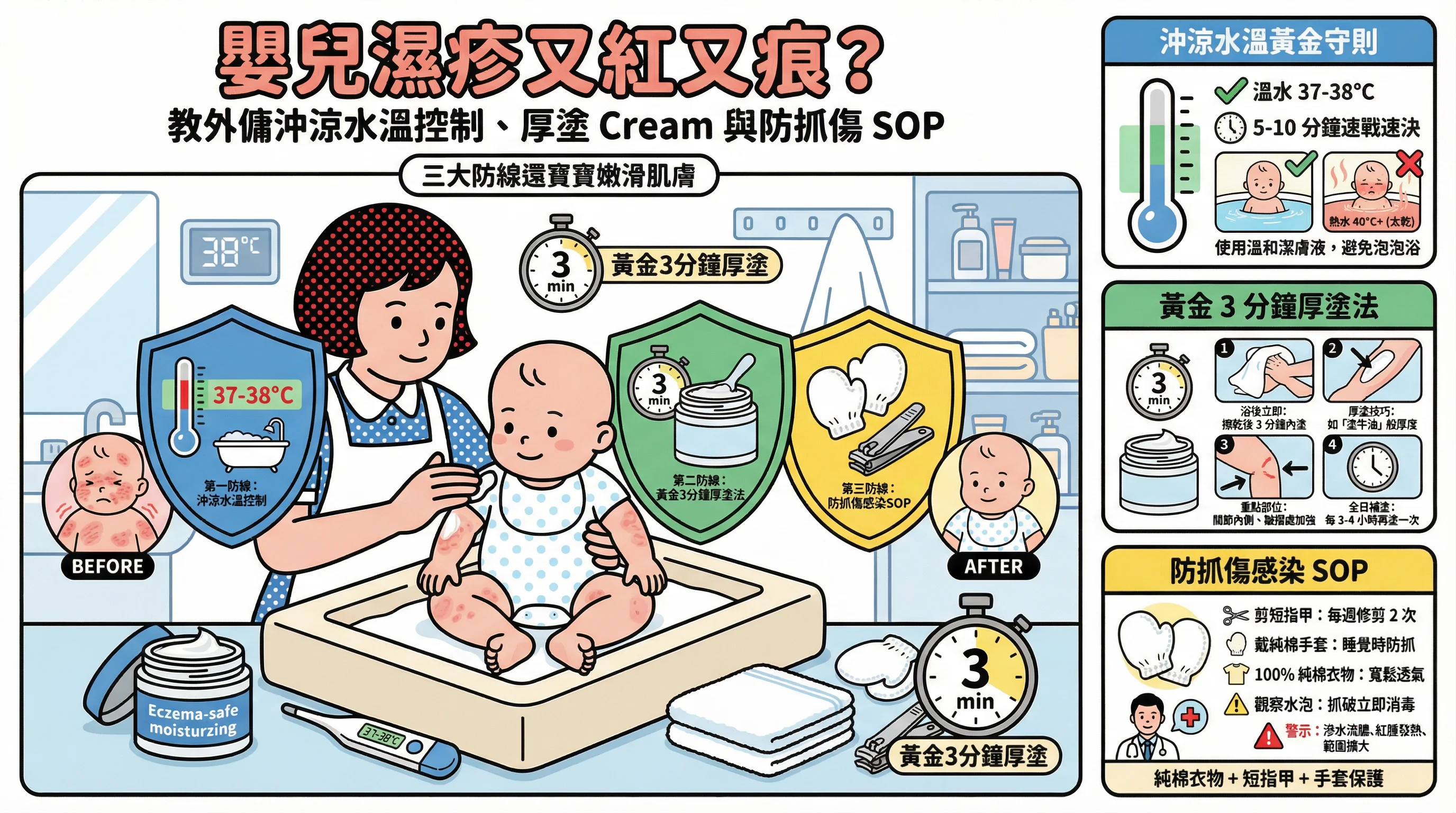 嬰兒濕疹又紅又痕?教外傭沖涼水溫控制、厚塗 Cream 與防抓傷 SOP