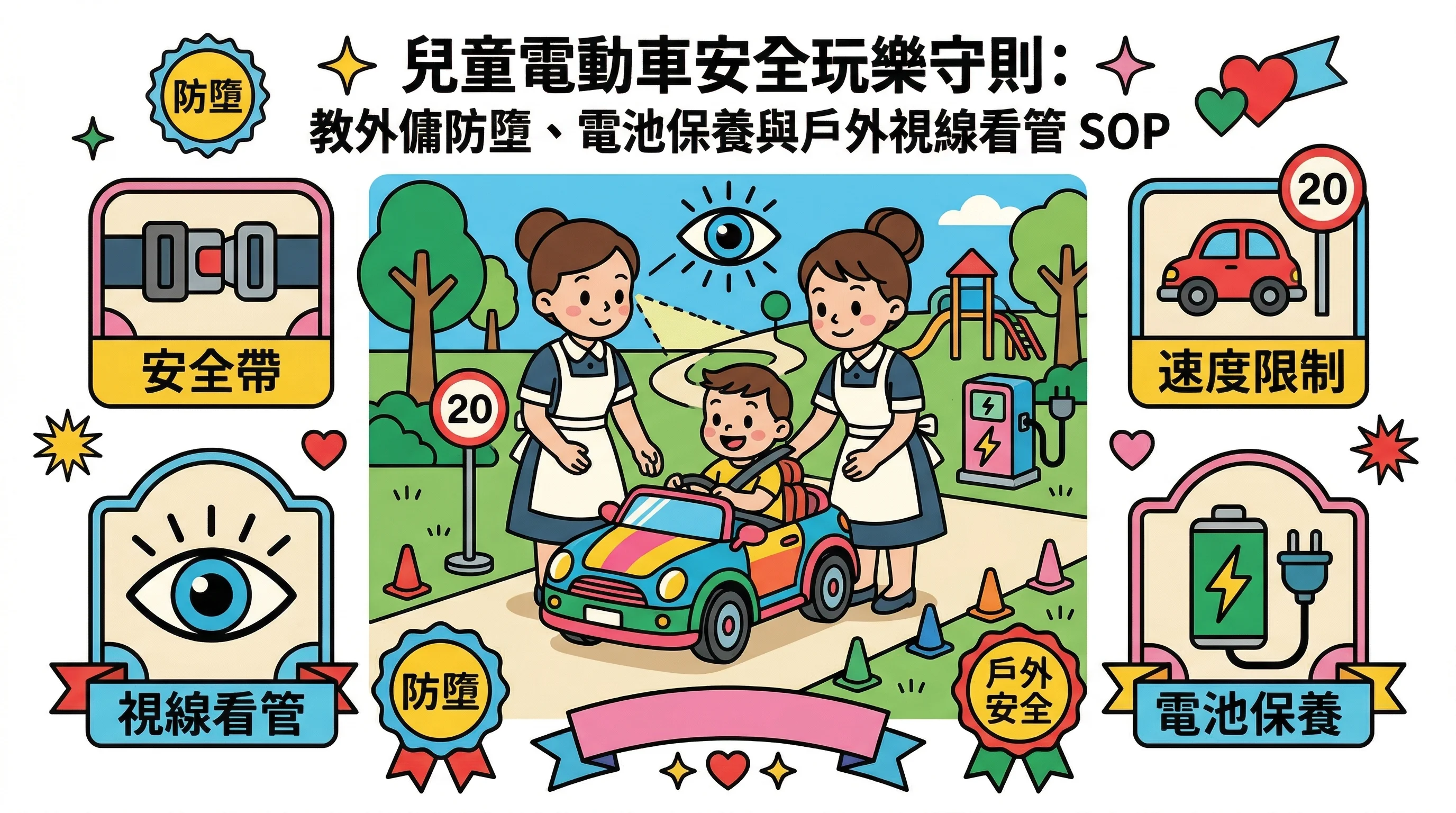 兒童電動車安全玩樂守則：教外傭防墮、電池保養與戶外視線看管 SOP