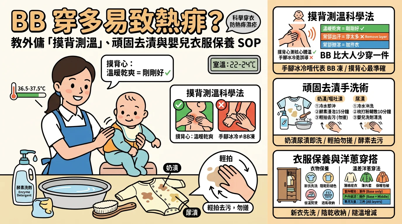 BB 穿多易致熱痱？教外傭「摸背測溫」、頑固去漬與嬰兒衣服保養 SOP